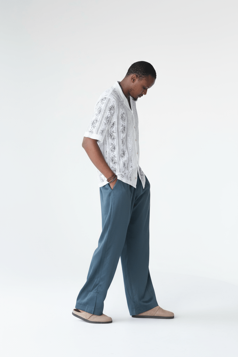 Prussian blue Drape Pant - THE FEN BRAND