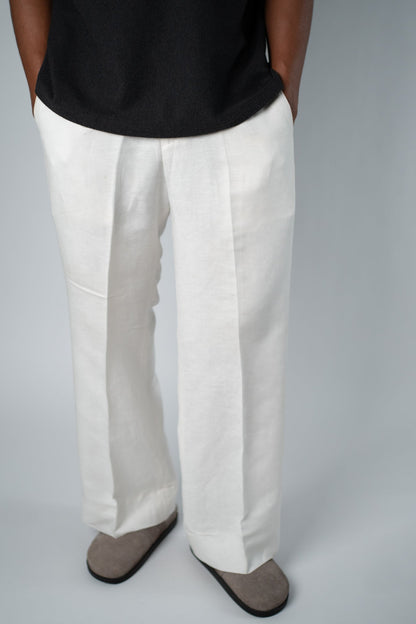 0ff - White Linen - Blend Trouser - THE FEN BRAND
