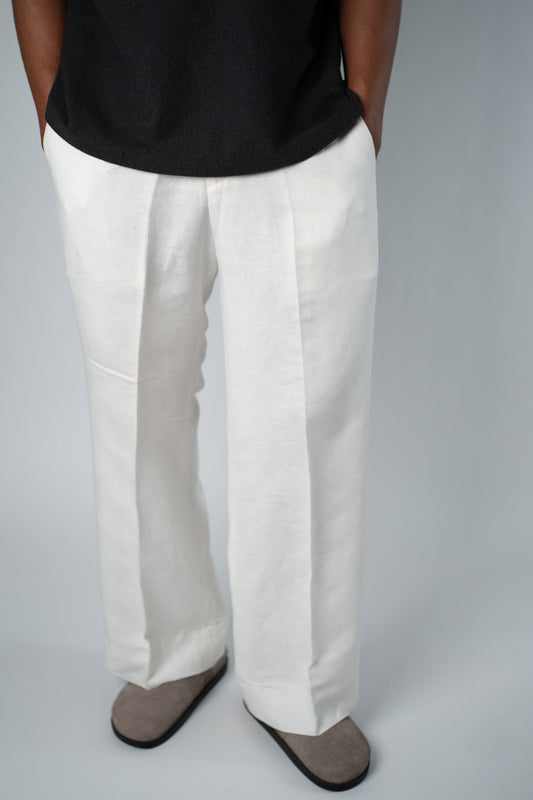 0ff - White Linen - Blend Trouser - THE FEN BRAND