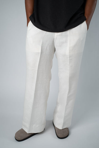 0ff - White Linen - Blend Trouser - THE FEN BRAND