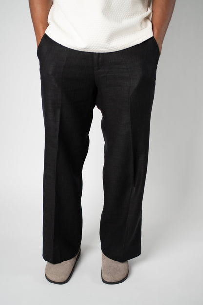 Black Linen - Blend Trouser - THE FEN BRAND