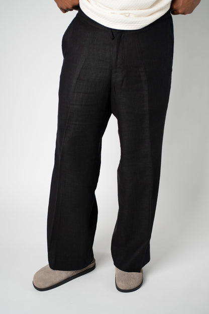 Black Linen - Blend Trouser - THE FEN BRAND