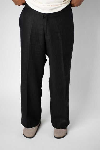 Black Linen - Blend Trouser - THE FEN BRAND