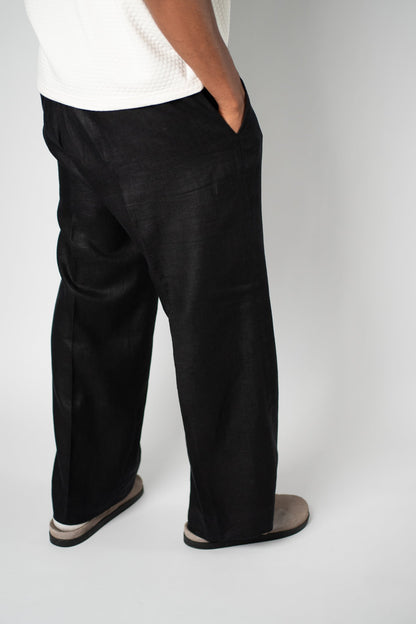 Black Linen - Blend Trouser - THE FEN BRAND