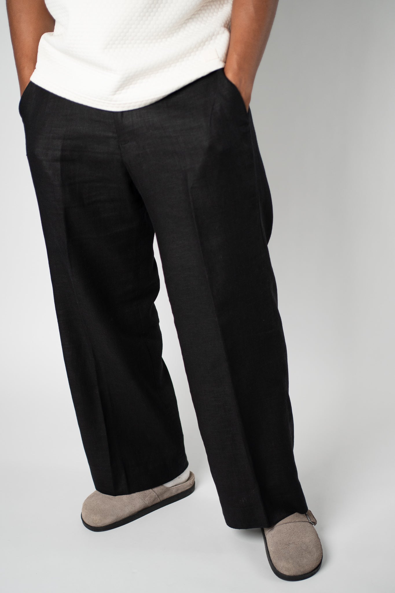 Black Linen - Blend Trouser - THE FEN BRAND