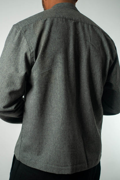 Cloudwalker Wool - Blend Band Collar Shirt - THE FEN BRAND