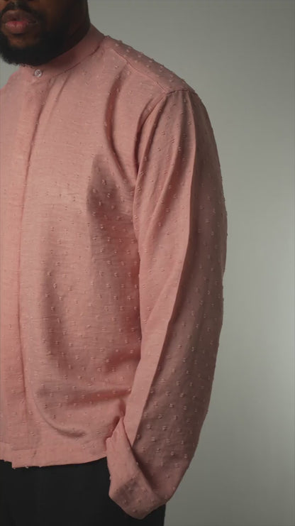Raised Dot Rose Band Collar Shirt