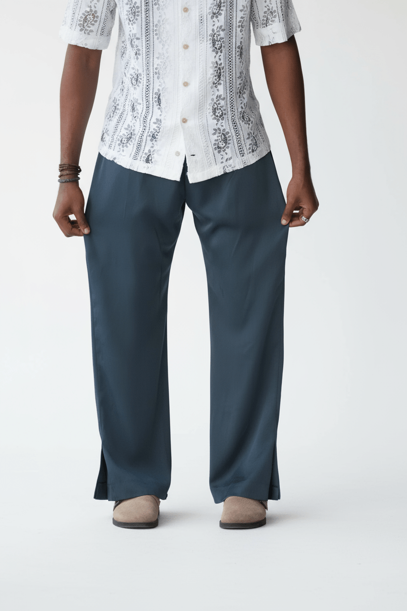 Prussian blue Drape Pant - THE FEN BRAND