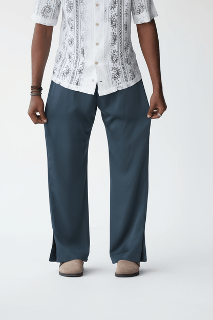 Prussian blue Drape Pant - THE FEN BRAND
