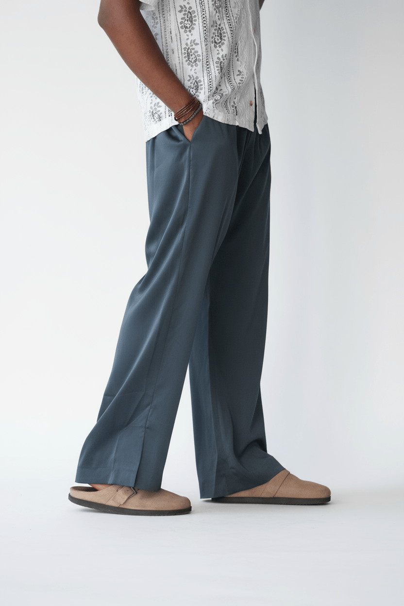 Prussian blue Drape Pant - THE FEN BRAND