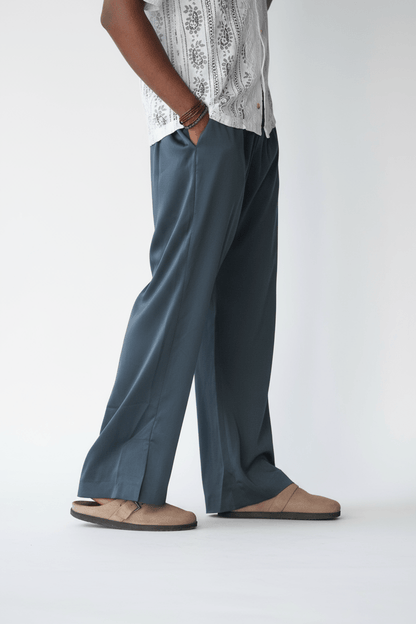 Prussian blue Drape Pant - THE FEN BRAND