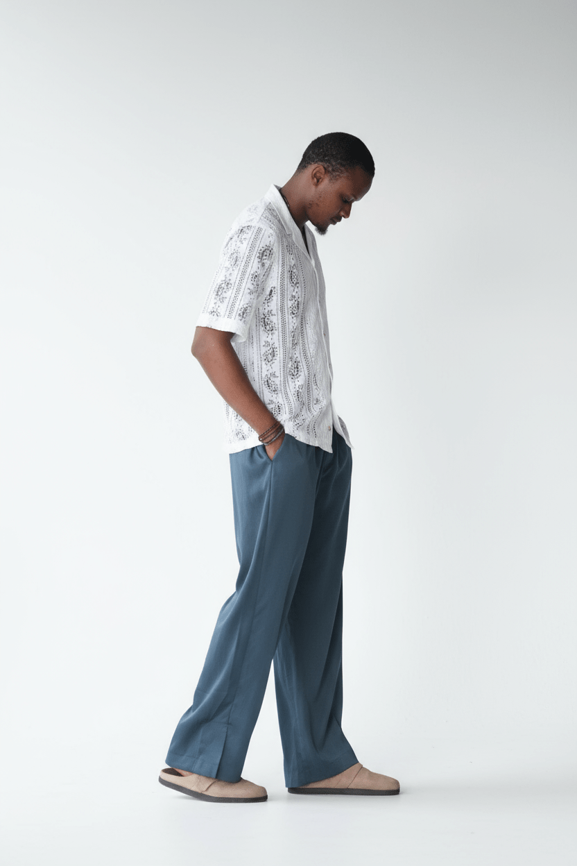 Prussian blue Drape Pant - THE FEN BRAND