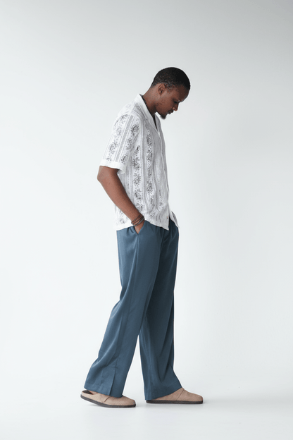 Prussian blue Drape Pant - THE FEN BRAND