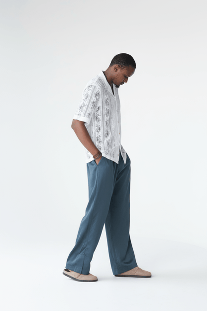 Prussian blue Drape Pant - THE FEN BRAND