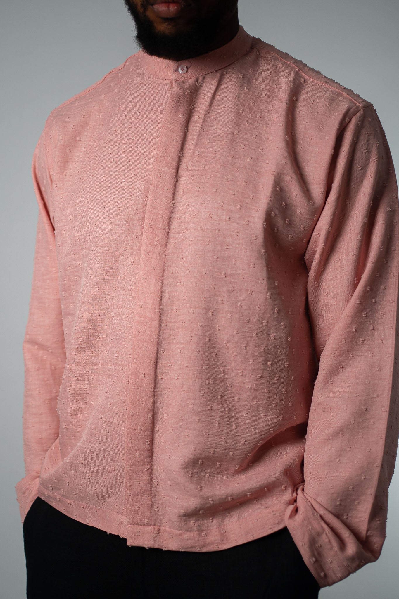 Raised Dot Rose Band Collar Shirt - THE FEN BRAND