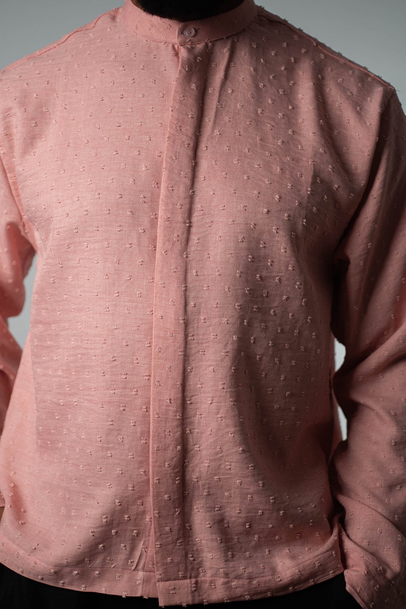 Raised Dot Rose Band Collar Shirt - THE FEN BRAND