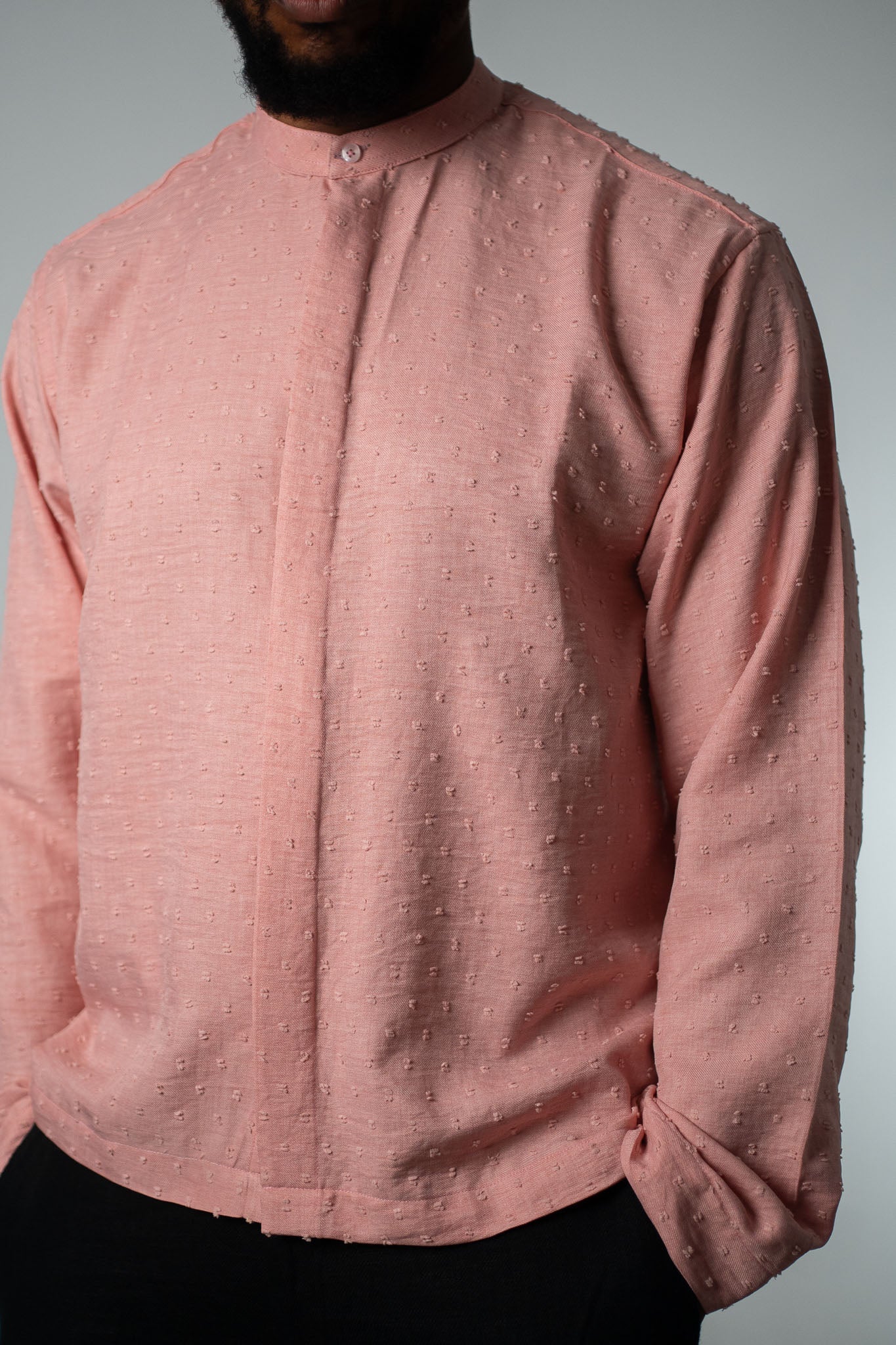 Raised Dot Rose Band Collar Shirt - THE FEN BRAND