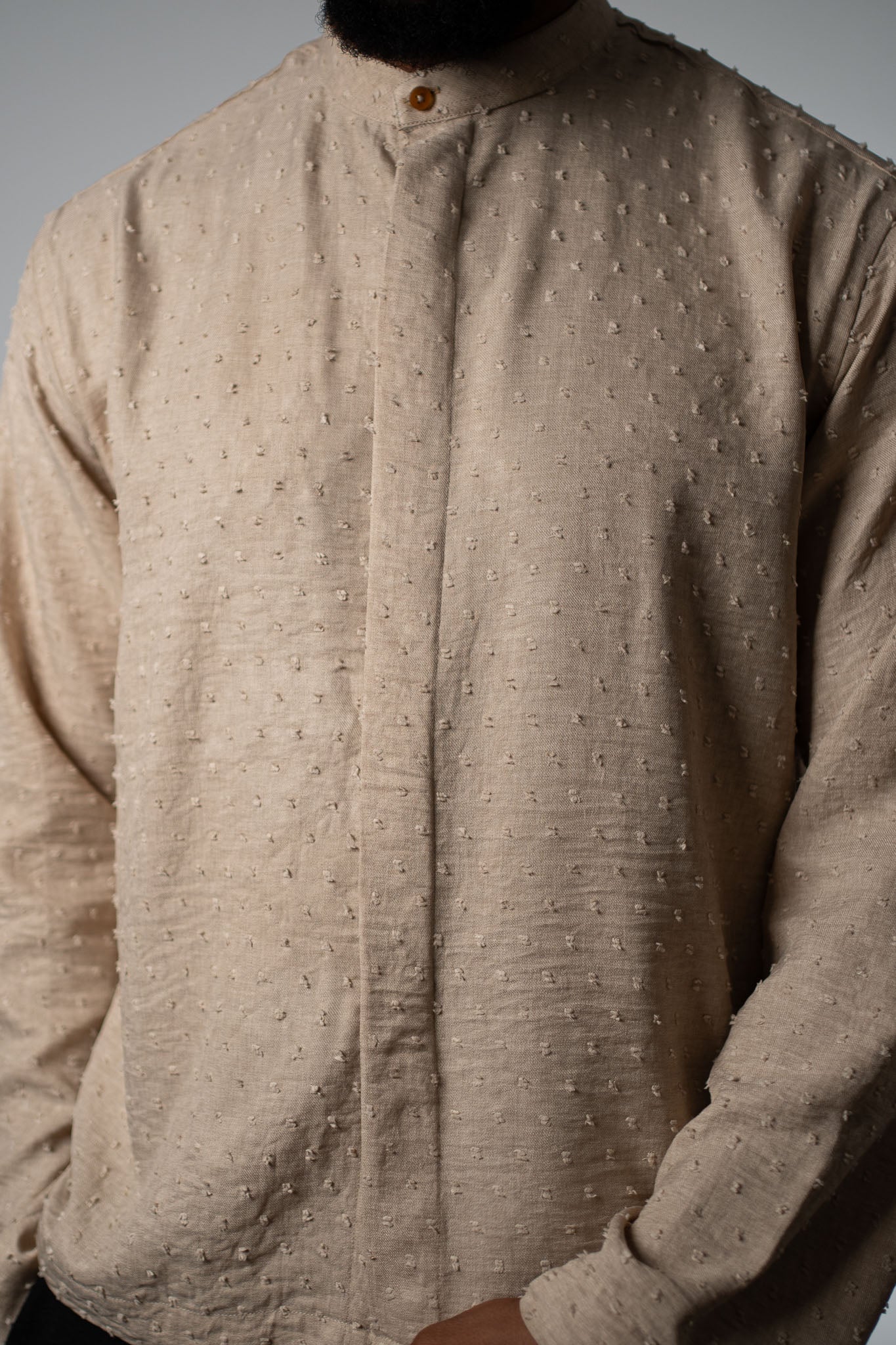 Raised Dot Sand Band Collar Shirt - THE FEN BRAND