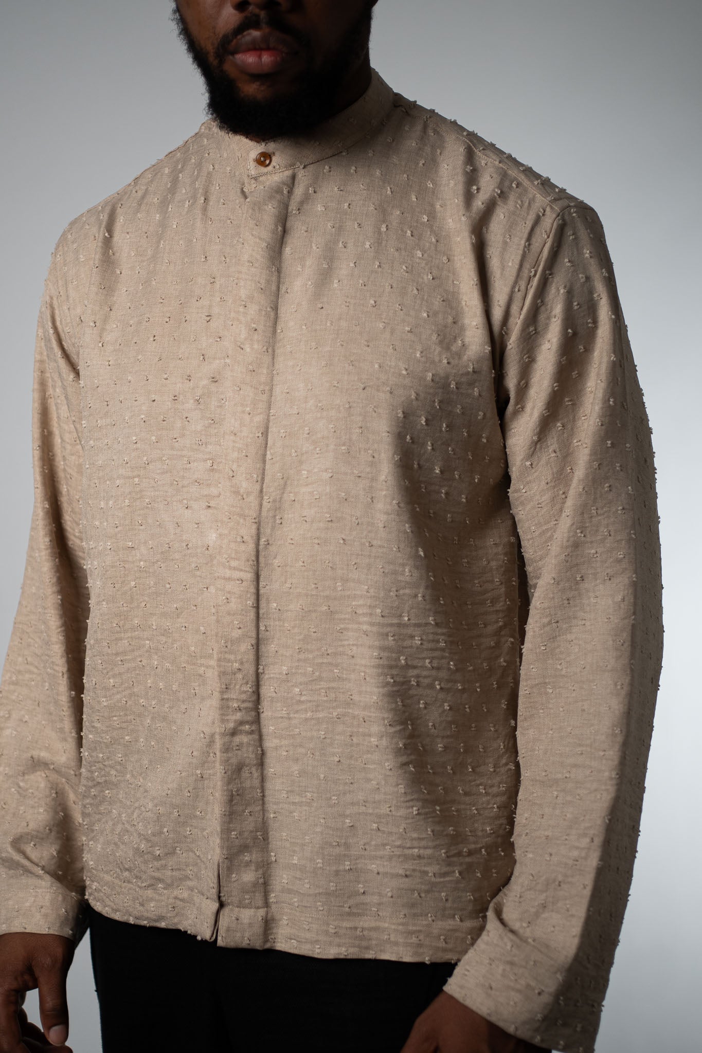 Raised Dot Sand Band Collar Shirt - THE FEN BRAND
